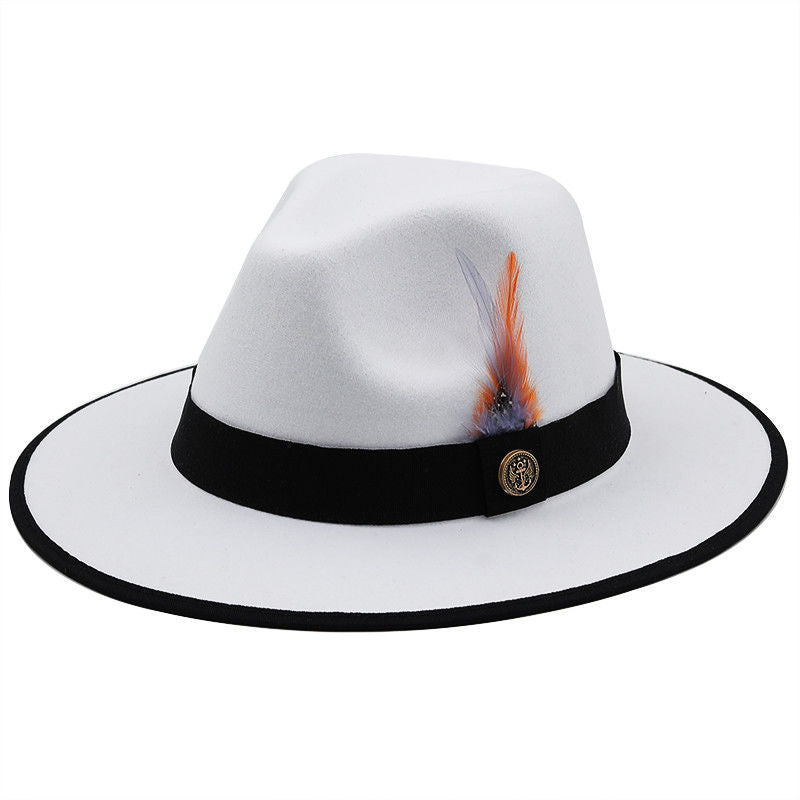 Chapeau rétro britannique à ruban de plumes Great Eaves