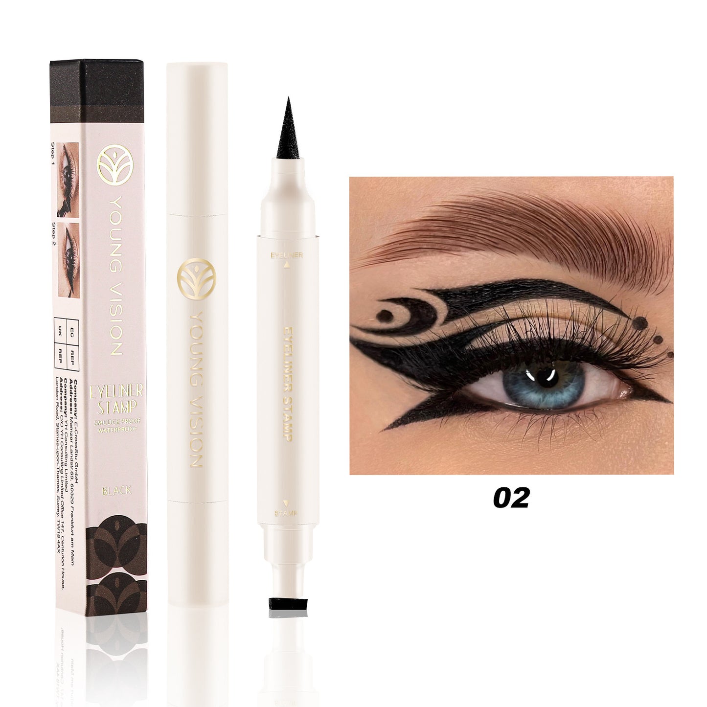 Eyeliner noir et blanc pas facile à étaler
