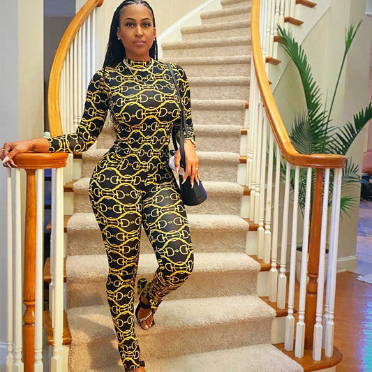 Combinaison sexy moulante imprimée pour femme