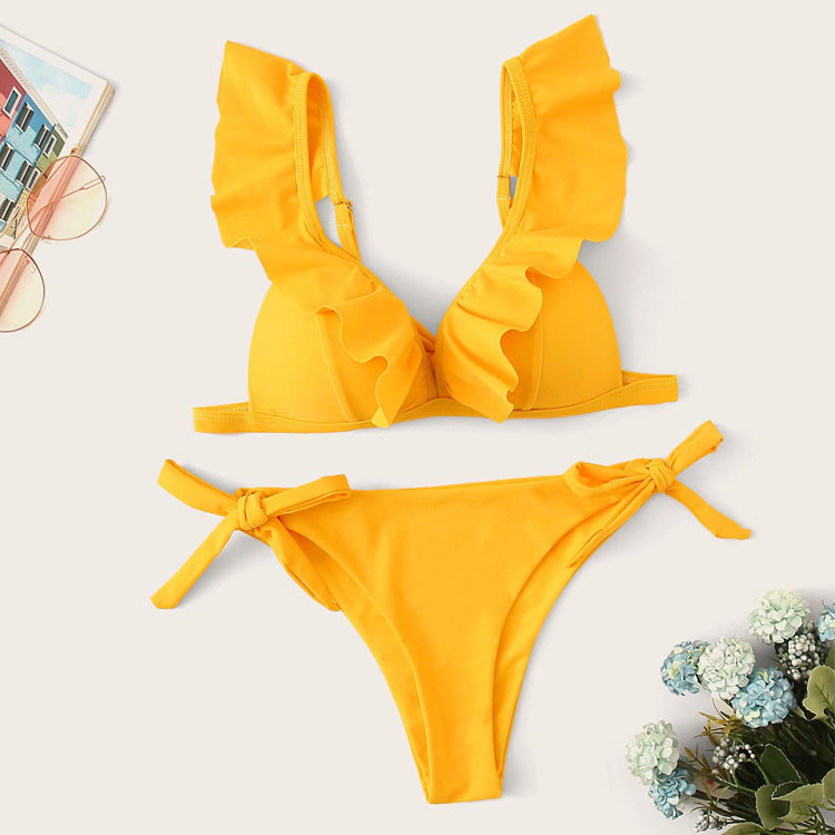 Maillot de bain sexy à volants et noué