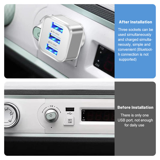 Tête lumineuse de chargement de téléphone portable 3 USB avec port d'extension 1/3