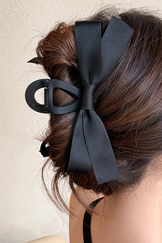 Barrette à cheveux avec ruban décoratif de couleur unie noire