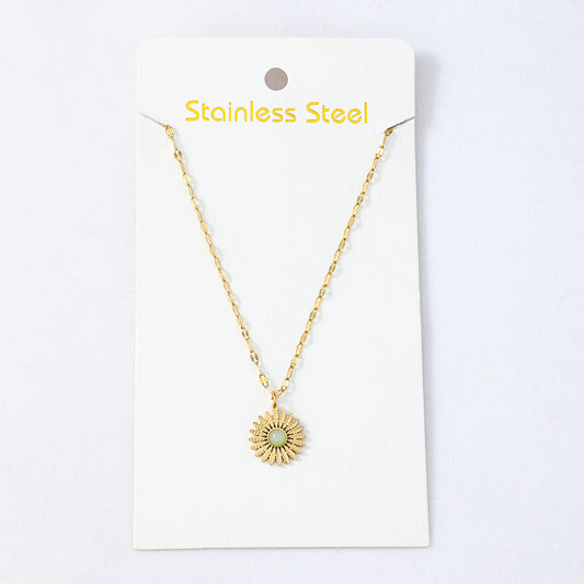 Petit collier soleil en acier inoxydable tendance or titane