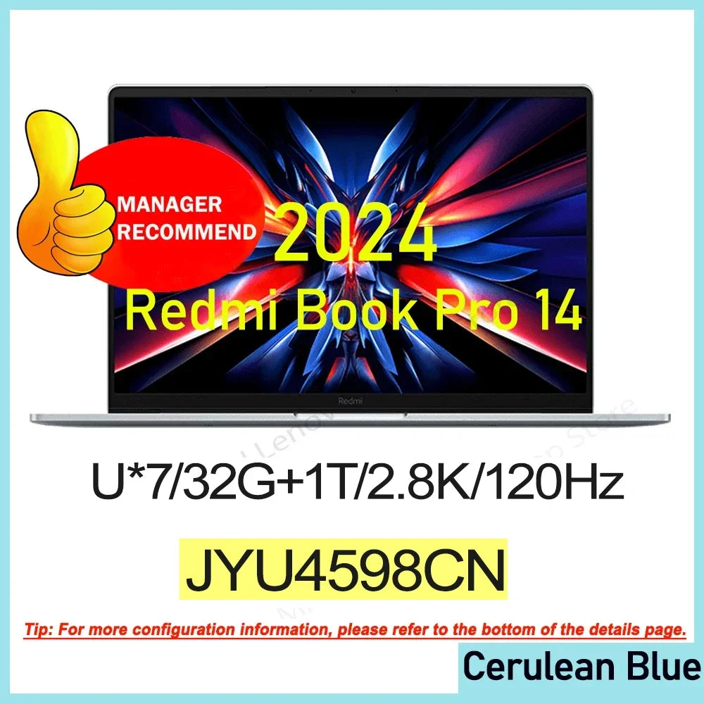 Xiaomi Redmi Book Pro 14 2024 U5/U7, 32GB RAM, 1TB SSD, 2.8K 120Hz Screen