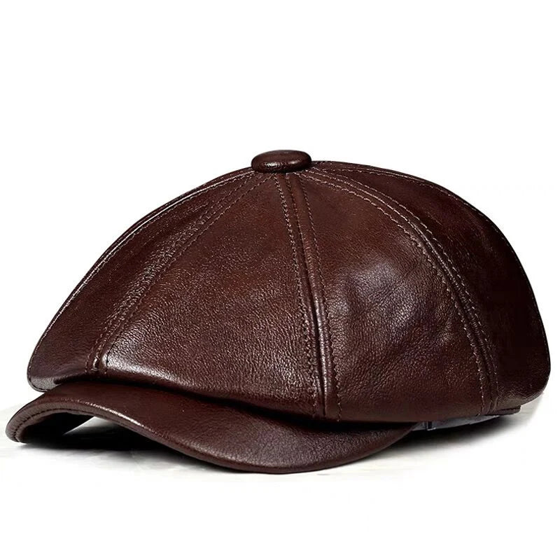 Beret en Cuir Véritable pour Homme – Casquette Padding en Cuir