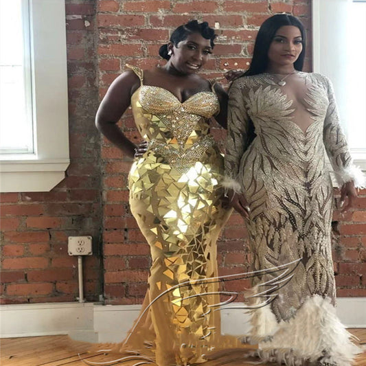 Robe de soirée longue et élastique, tenue de scène pour femme