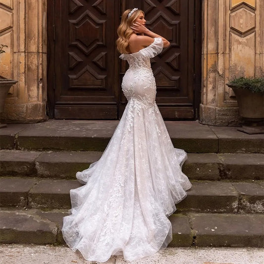 Robe de mariée sirène bohème en tulle