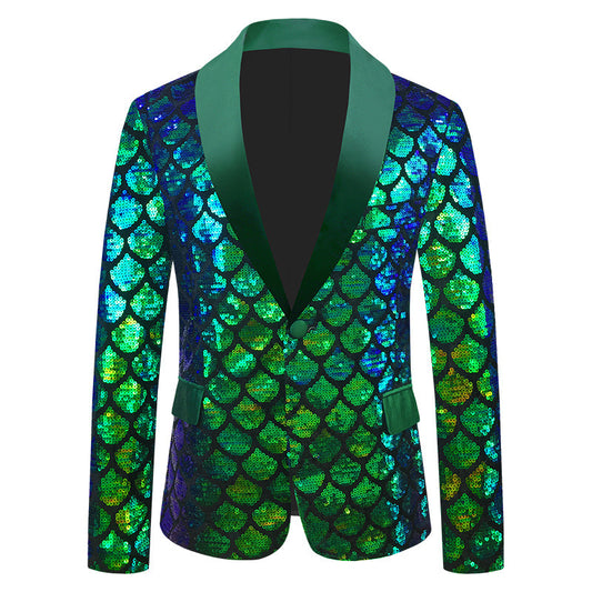 Costume homme en velours coloré à paillettes et écailles