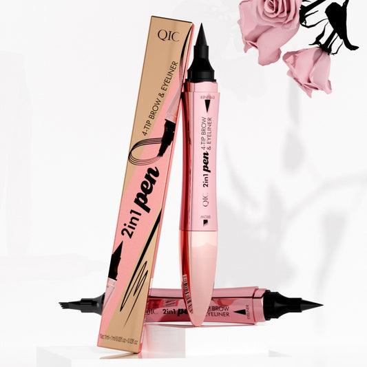 Crayon à sourcils liquide à double tête 3D micro sculpté, eyeliner 2 en 1 à double usage pour les yeux