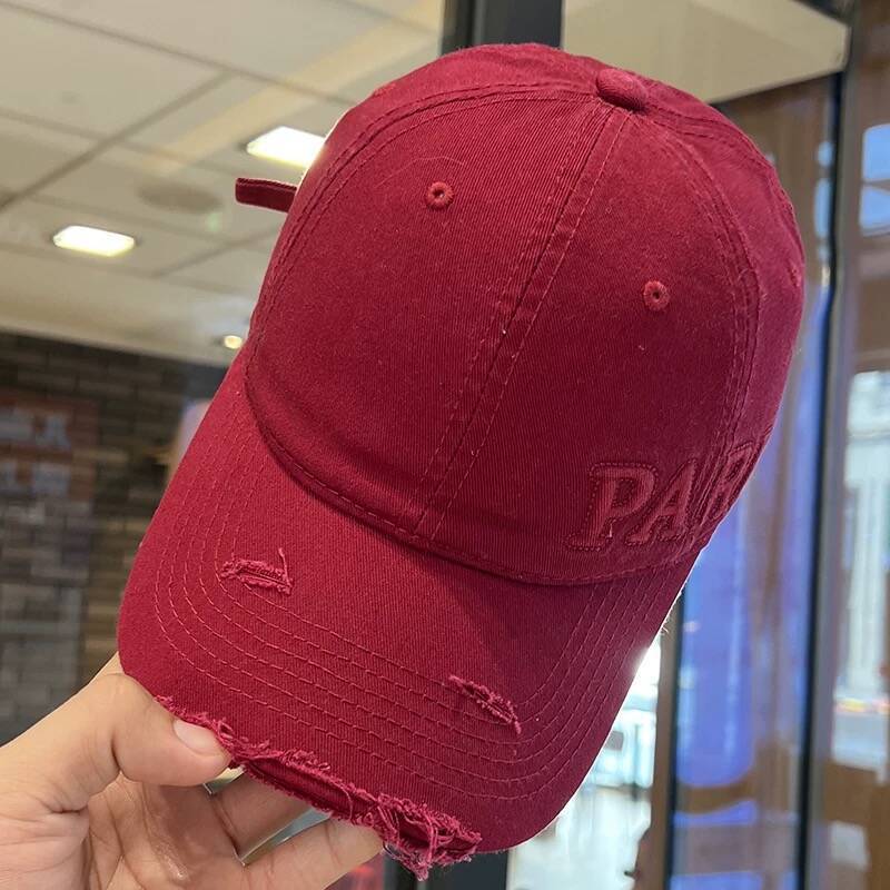 Casquette de baseball en denim délavé avec trou à visière pour baseball