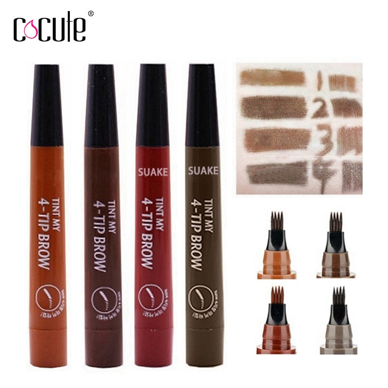 Stylo teinture sourcils – 4 embouts, 5 couleurs, waterproof, effet microblading.