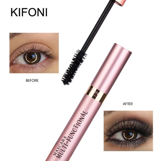 Mascara KIFONI 4D – Fibres soie, waterproof, allonge et épaissit les cils.