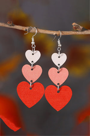 Boucles d'oreilles pendantes en forme de coeur de la Saint-Valentin rouge