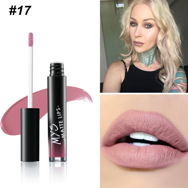 Rouge à lèvres liquide mat MYS – Teinte, waterproof, longue tenue, gloss nude.