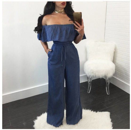 Combinaison large à volants pour femmes Sexy à l'européenne et à l'américaine