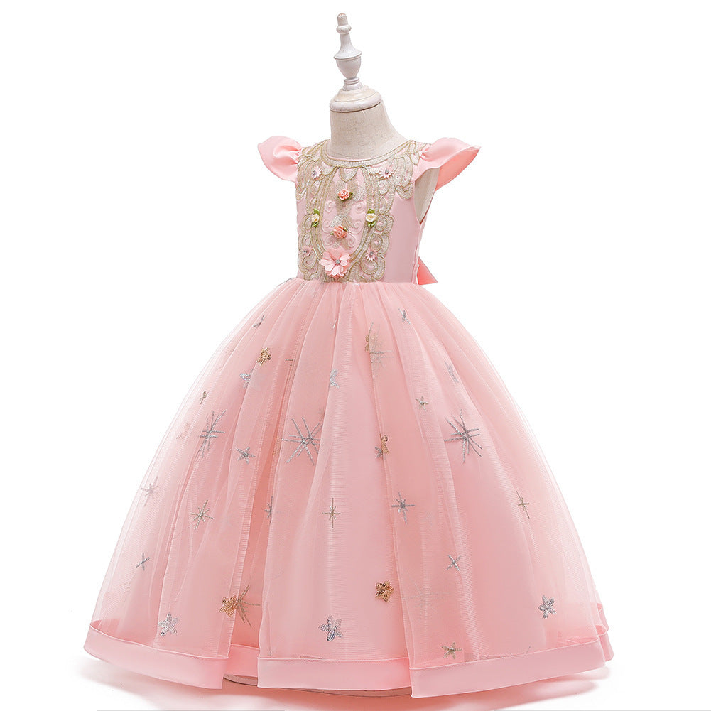 Robe de soirée pour banquet, tutu de princesse pour fille, costume de spectacle pour petite hôte