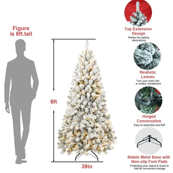 Arbre de Noël artificiel pré-éclairé de 5 pieds, arbre de Noël artificiel ignifuge écologique