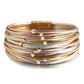 Bracelet vintage en cuir souple avec perles pour femme