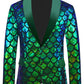 Costume homme en velours coloré à paillettes et écailles