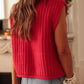 Gilet pull boutonné en maille texturée unie rouge vif Poches latérales