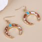 Boucles d'oreilles pendantes en forme de croissant avec incrustation de turquoise marron