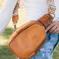 Sac bandoulière Western Crossbody zippé en similicuir marron