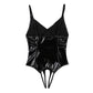 Combinaison dos nu sans manches, simple, col en V, taille haute, pour femme