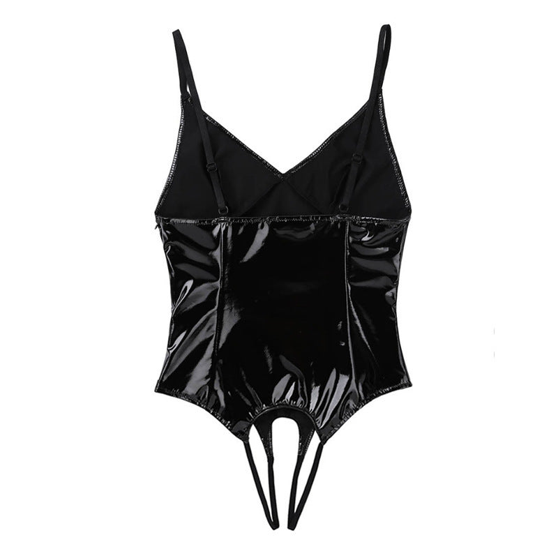 Combinaison dos nu sans manches, simple, col en V, taille haute, pour femme
