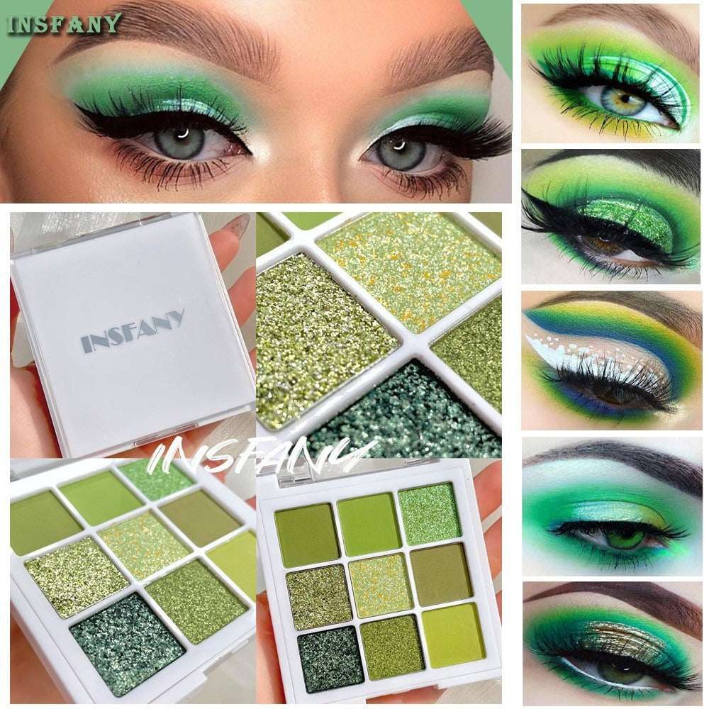 INSFANY Palette Ombres à Paupières – Avocado Jam, 9 Teintes Vertes Éclatantes