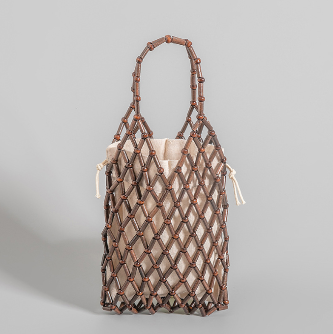 Sac Tissé Femme – Perles en Bois, Design Unique & Fait Main