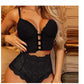 Body deux pièces en dentelle avec culotte et bretelles