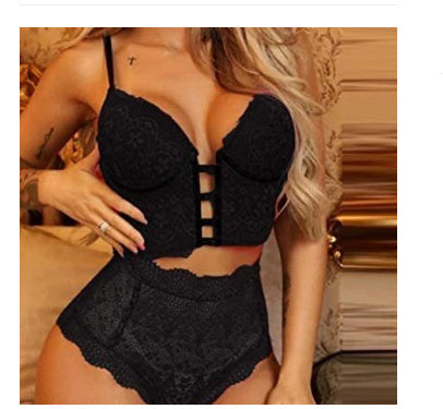 Body deux pièces en dentelle avec culotte et bretelles