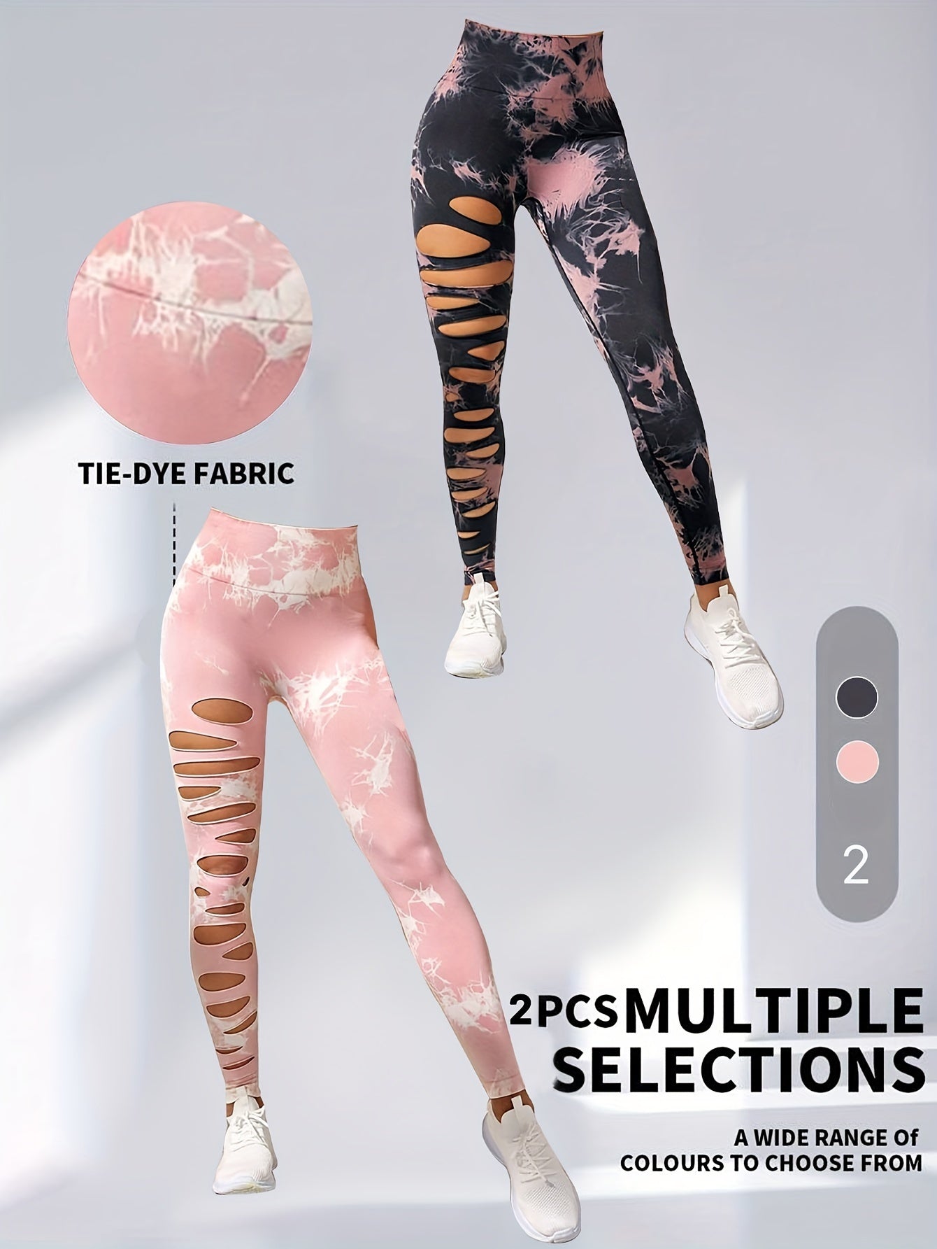 Paquet de 2leggings taille haute élastique pour femme.