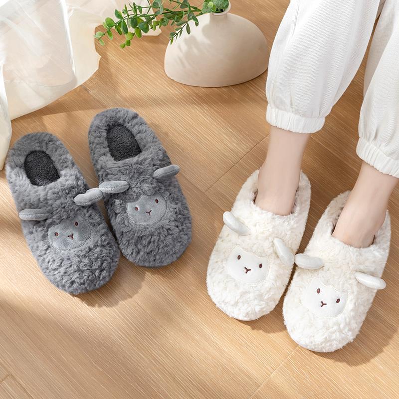 Chaussons automne hiver antidérapants en peluche chaud motif dessin animé