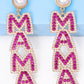 Boucles d'oreilles pendantes avec perles en strass MAMA rouge rose