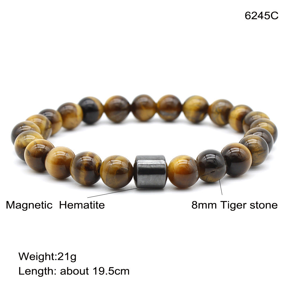 Bracelet œil de tigre en pierre noire