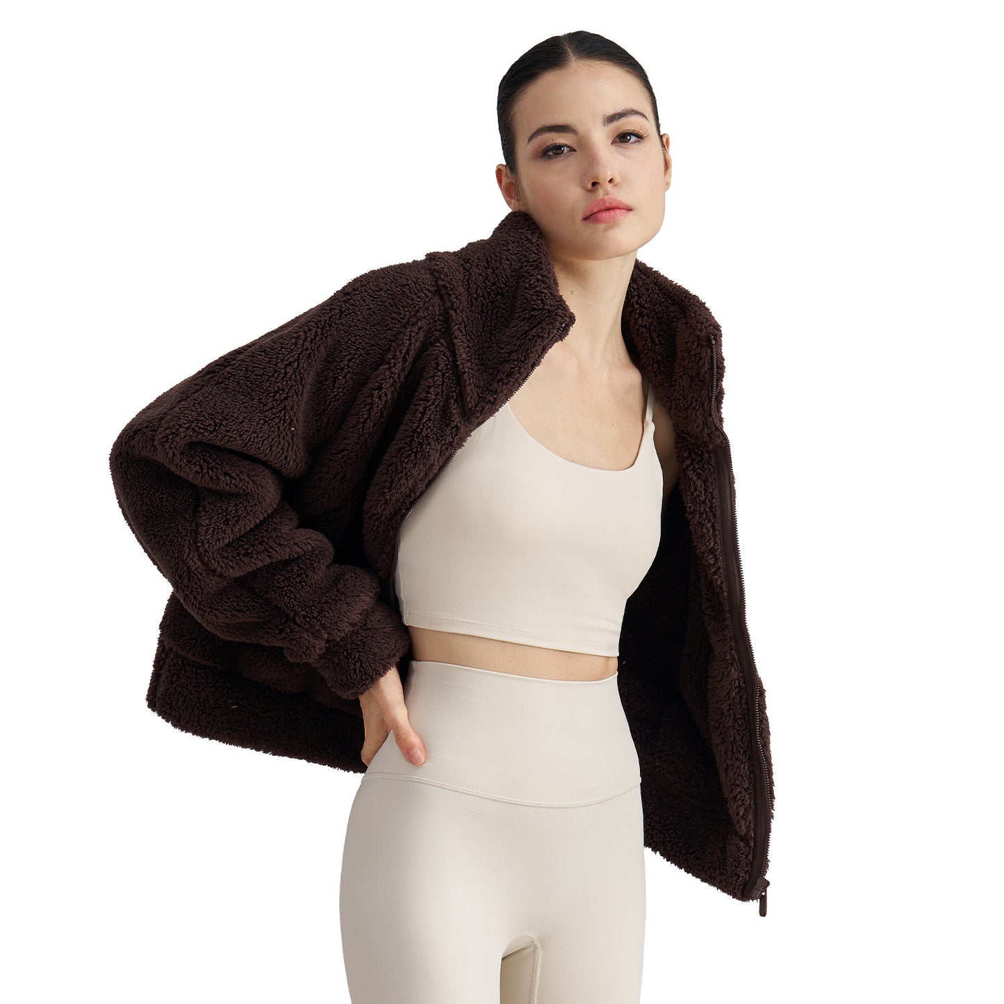 Veste de sport chaude en peluche pour femme