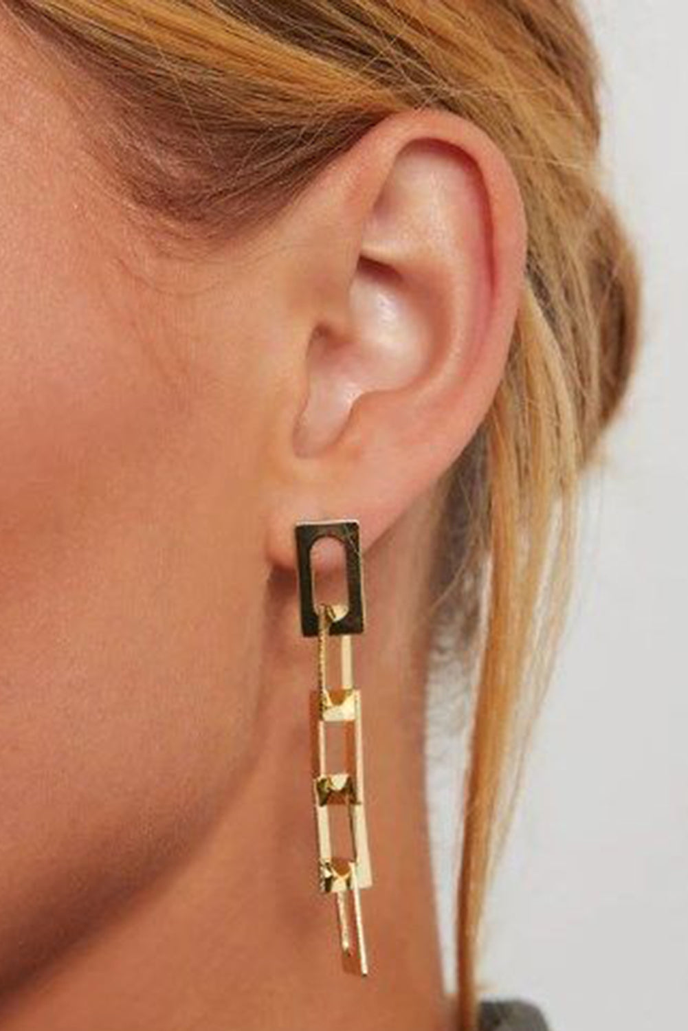 Boucles d'oreilles pendantes minimaliste en alliage avec chaîne en or