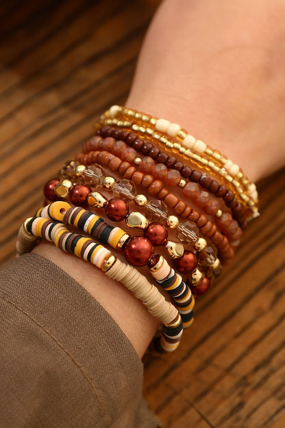 eu de 9 bracelets en perles Vintage Camel