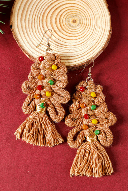 Boucles d'oreilles pendantes tressées Thai Curry Christmas Beaded