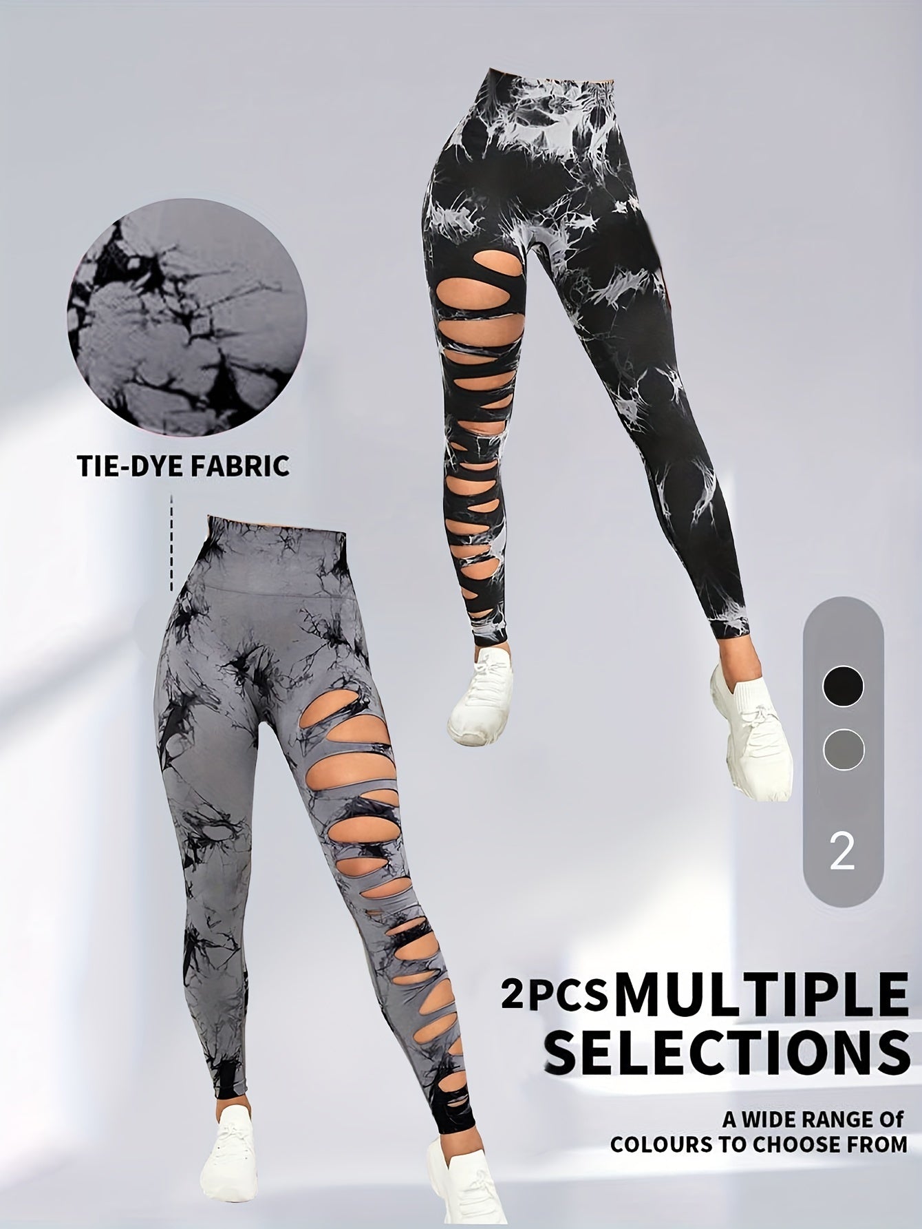 Paquet de 2leggings taille haute élastique pour femme.