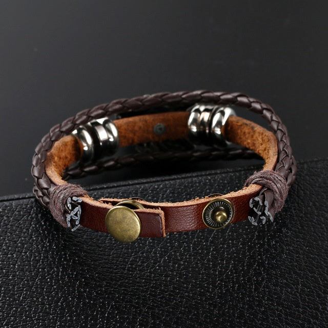 Bracelet de loup en cuir vintage