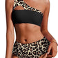 Bikini Taille Haute – Épaule Unique, Réversible & Imprimé Végétal