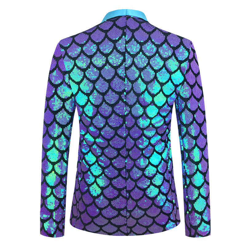 Costume homme en velours coloré à paillettes et écailles