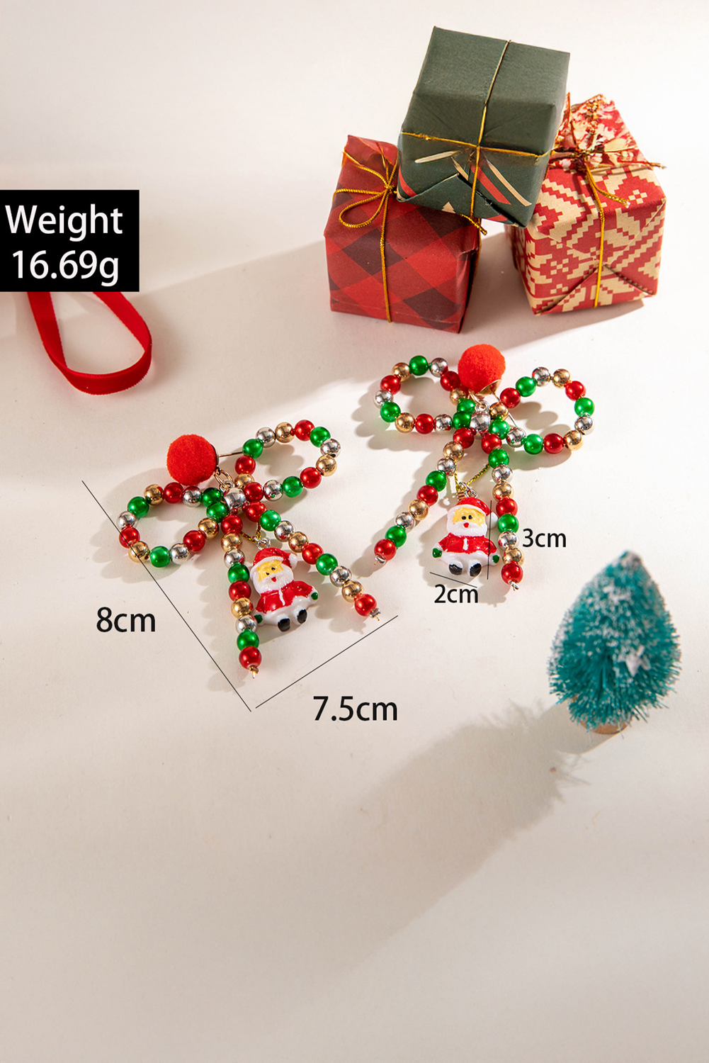 Boucles d'oreilles Racing Red Christmas Santa