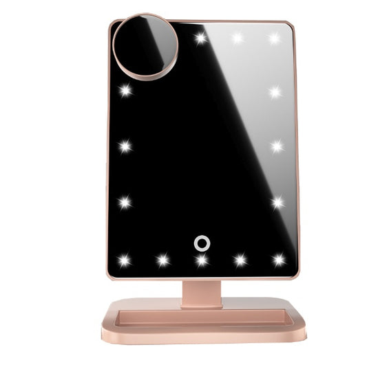 Petit miroir de maquillage avec 20 LED lumière Bluetooth, musique et haut-parleur