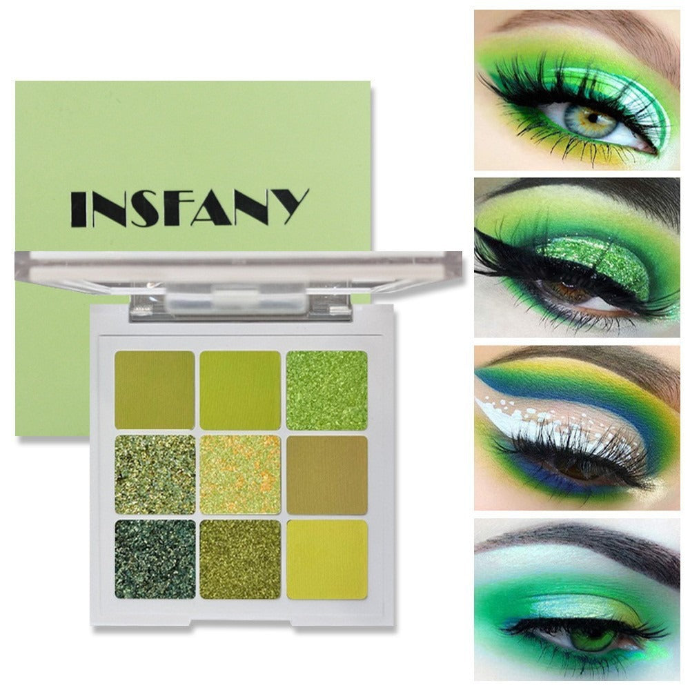 INSFANY Palette Ombres à Paupières – Avocado Jam, 9 Teintes Vertes Éclatantes