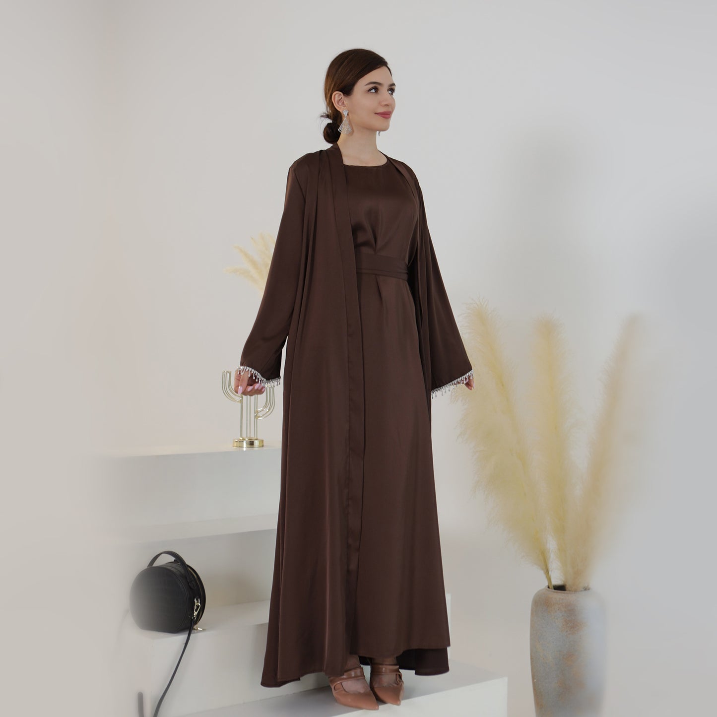 Robe de soirée à perles de couleur unie printemps-été