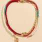 Collier de perles avec pendentif en forme de coquillage rouge flamboyant, réglable et superposé