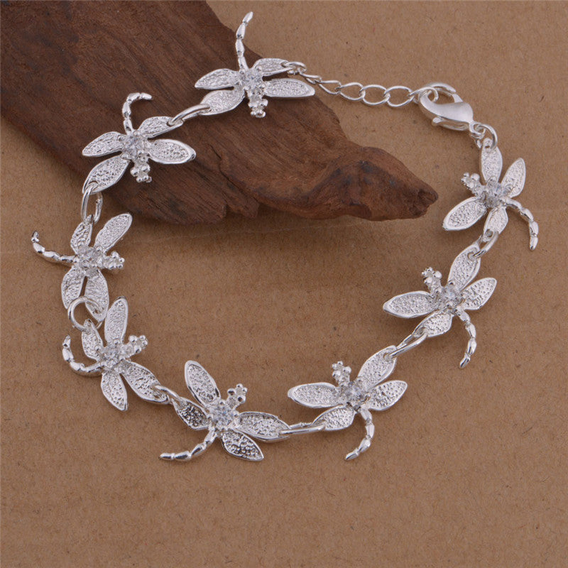 Bracelet collier libellule plaqué argent